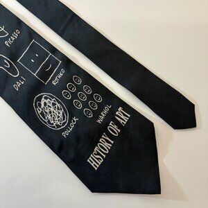 Vintage 90s Sock and Roll History of Art Silk Tie Dali Picasso Warhol Da Vinci